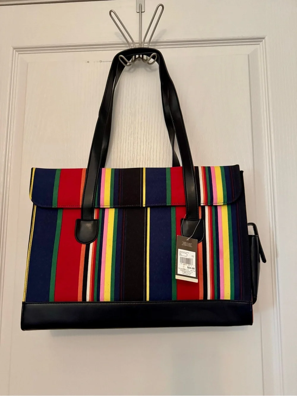 Merona Multi-Stripe Laptop Tote with Black Trim